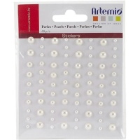 Autocollants demi-perles blanches - 80 pcs.