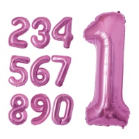 Ballon numéro rose fuchsia métallisé 1m