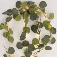 Guirlande de feuilles d'Eucalyptus cinerea à piles avec lumières LED - 1,5 m