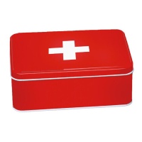 19 x 13 x 6,5 cm boîte métallique pour trousse de premiers secours rouge