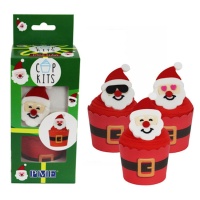 Set de décoration de cupcakes Père Noël Emoji - PME - 6 pcs.