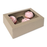 Boîte à cupcakes en kraft pour 6 cupcakes 22,9 x 16,5 x 9 cm - Maison de Marie - 2 pcs.