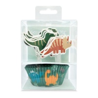 Capsules pour cupcakes et pics pour dinosaures - Scrapcooking - 48 pcs.