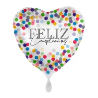 Ballon Happy Birthday et coeur de confetti 43 cm - Premioloon