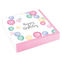 Serviettes de table Happy Birthday avec ballons 12,5 x 12,5 - 20 pcs.