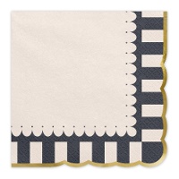 Serviettes d'or bordées de 16,5 x 16,5 cm - 12 unités