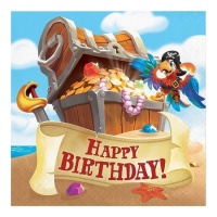 Happy Birthday Pirate Ship Napkins 16,5 x 16,5 cm - 16 pièces