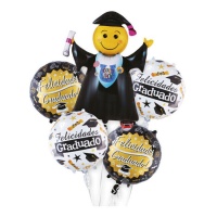 Bouquet de félicitations Smiley Graduate - Eurofiestas - 5 unités