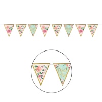 Fanion triangulaire décoré de fleurs par Mint to be - 4,57 m