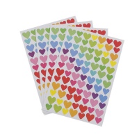 Petits autocollants en forme de coeur en papier de couleur - 4 feuilles