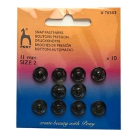 Boutons-pression noirs de 1,1 cm - Pony - 10 paires