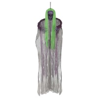 Pendentif cadavre de sorcière avec cheveux verts 1,20 m