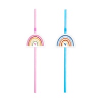 Pailles en plastique de couleur arc-en-ciel 21 cm - 12 pièces