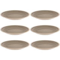 Assiette de 26,5 cm en grès avec bord blanc uni - 6 unités