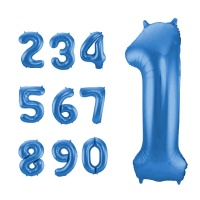 Ballon numéroté bleu mat 86 cm - Folat