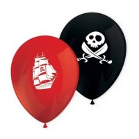 Ballons Pirate rouge et noir en latex 28 cm - 8 pièces