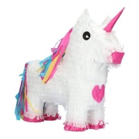 Piñata 3D licorne rose et colorée 35 cm