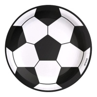 Assiettes ballon de football noir et blanc 23 cm - 6 pcs.