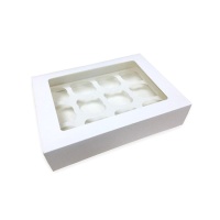 Boîte pour 12 mini cupcakes blancs 24 x 16 x 7 cm - Sweetkolor