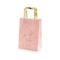 Sac cadeau scintillant 26 x 18 x 10 cm rose et or - 6 pcs.