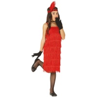Costume de charleston rouge avec plume pour filles