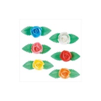 Gaufrettes de fleurs avec feuilles allongées 6,5 cm - Dekora - 80 unités