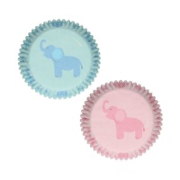 Capsules pour petits gâteaux Bébé avec éléphant - FunCakes - 48 unités