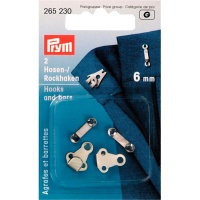 Crochets pour pantalons et jupes 6 mm argentés - Prym - 2 unités