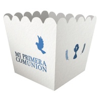 Boîte de ma première communion avec colombe et calice bleu - 3 unités