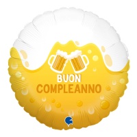 Buon Compleanno Globe à bière rond de 46 cm - Grabo