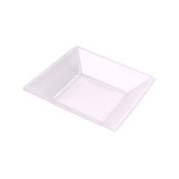 Assiettes creuses carrées en plastique transparent de 17 cm - 4 pcs.
