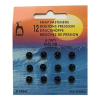 Boutons-pression noirs de 0,6 cm - Pony - 12 paires