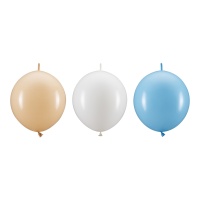 Ballons de 33 cm blancs, crème et bleus - 20 pcs.