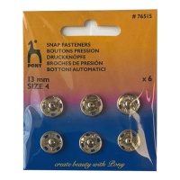 Boutons-pression nickelés de 1,3 cm - Pony - 6 paires