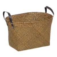 Porte-revues en raphia ovale naturel 40 x 28 x 26 cm