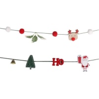 Couronne de Noël avec figurines en bois assorties 2,00 x 0,13 m - 1 pc.