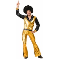 Costume de style disco pour hommes, or et noir