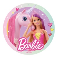 Barbie licorne gaufre comestible 20 cm