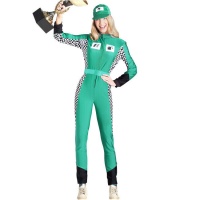 Costume de pilote de course vert pour femmes
