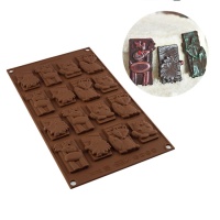 Silikomart Moule à chocolat en silicone pour animaux de la forêt 17 x 29,5 cm - Silikomart - 16 cavités