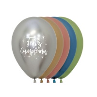 Ballons en latex biodégradables métallisés assortis avec étoiles 30 cm - Sempertex - 12 unités