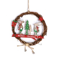 Pendentif Couronne de Joyeux Noël 18 cm