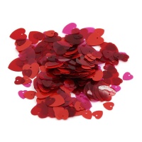 Paillettes coeurs rouges - 15 gr