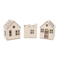 Maisons en bois à décorer 10 x 10 x 13 cm - Artis decor - 3 unités