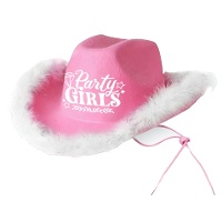 Chapeau de cowgirl rose orné de plumes