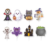 Pics pour cupcakes assortis d'Halloween - Dekora - 16 unités