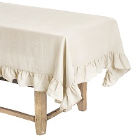 Nappe de 1,45 x 1,45 m en tissu volants naturel
