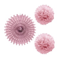 Suspension en éventail avec pompons de couleurs - 3 unités
