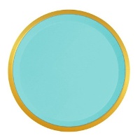 Assiettes rondes avec bord doré de 17 cm - 10 unités