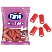 Réglisse rouge à la fraise fourrée en morceaux - Fini mini tubes - 90 gr